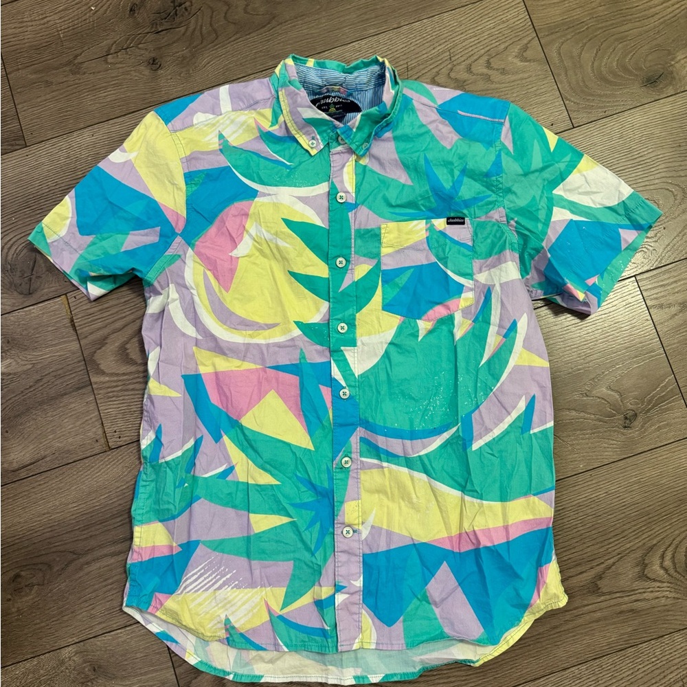Chubbies Multicolor Abstract Men's Shirt Button Up Polo Small